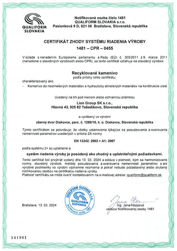 Certifikát zhody riadenia systému